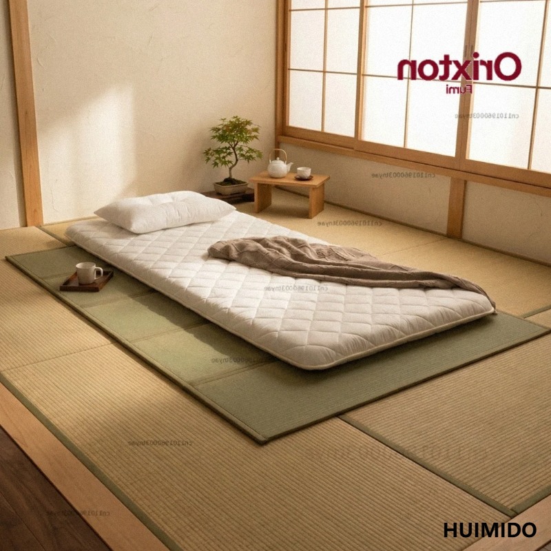 Tatami Mat Rush - 4つ折り畳パッド、和風家具、藁マットレス、ベッドフレーム用布団、床用寝具、ヨガ用折りたたみ式藁マット
