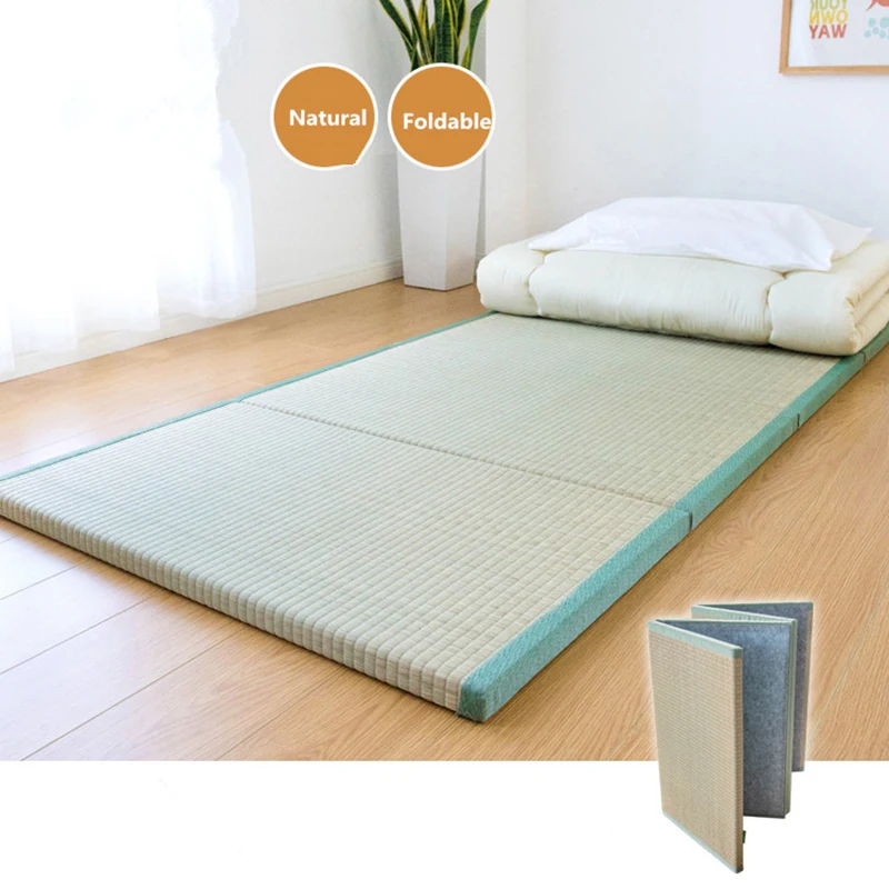 Tatami Mat Rush - ナチュラルラッシュ折りたたみ畳睡眠マットレスわらマットヨガ瞑想マット伝統的なベッドマットレス