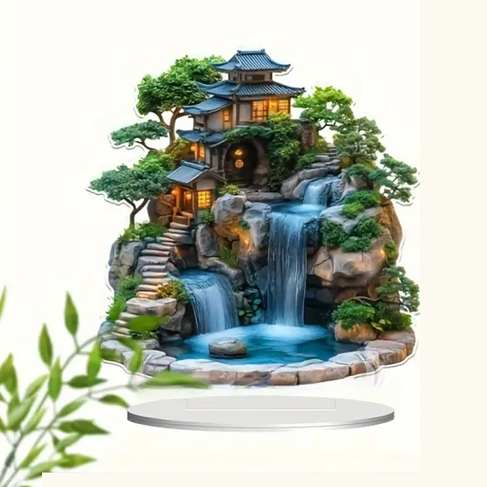 2Dフラット、1個入りボヘミアン和風庭園＆滝アクリルサンキャ - Japan Lifestyle のレビューと価格
